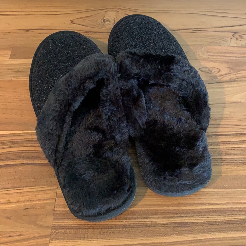 New Hounds Black Glitter Scuff Slippers Size 9/10 - Picture 2 of 7